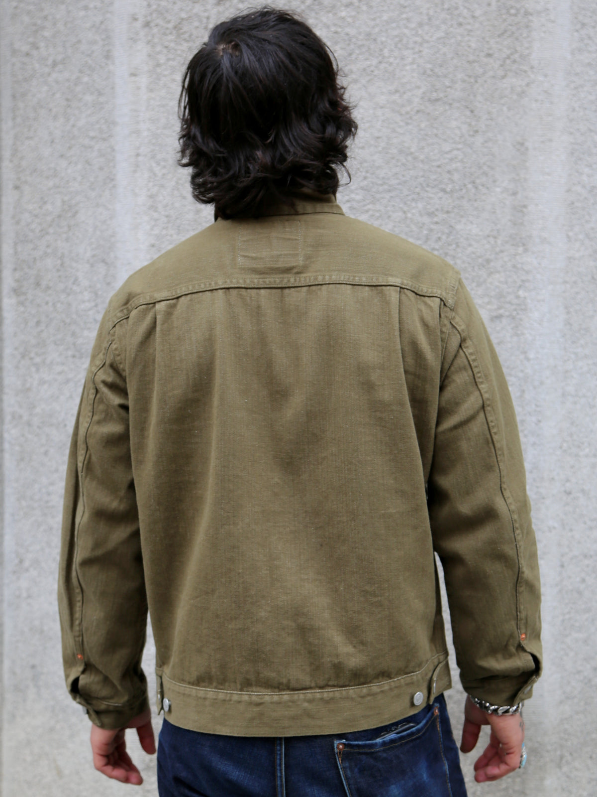 Momotaro 10.5oz Selvedge Denim Jacket – Olive (MXGJ1003)