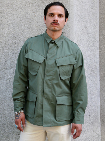 The Real McCOY's Coat, Man’s, Cotton Rip-Stop Poplin – Olive (MJ25004)