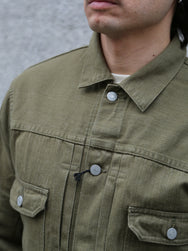 Momotaro 10.5oz Selvedge Denim Jacket – Olive (MXGJ1003)