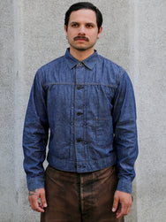 Black Sign 5.5oz Selvage Chambray Pleats Jacket – Indigo Chambray (BSSJ-26407)