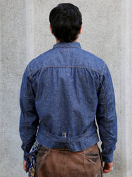 Black Sign 5.5oz Selvage Chambray Pleats Jacket – Indigo Chambray (BSSJ-26407)
