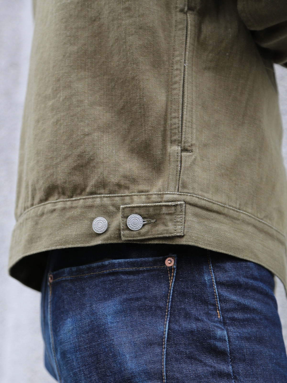 Momotaro 10.5oz Selvedge Denim Jacket – Olive (MXGJ1003)