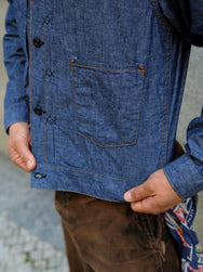 Black Sign 5.5oz Selvage Chambray Pleats Jacket – Indigo Chambray (BSSJ-26407)