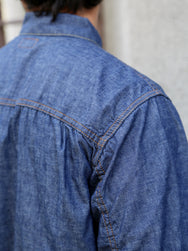 Black Sign 5.5oz Selvage Chambray Pleats Jacket – Indigo Chambray (BSSJ-26407)