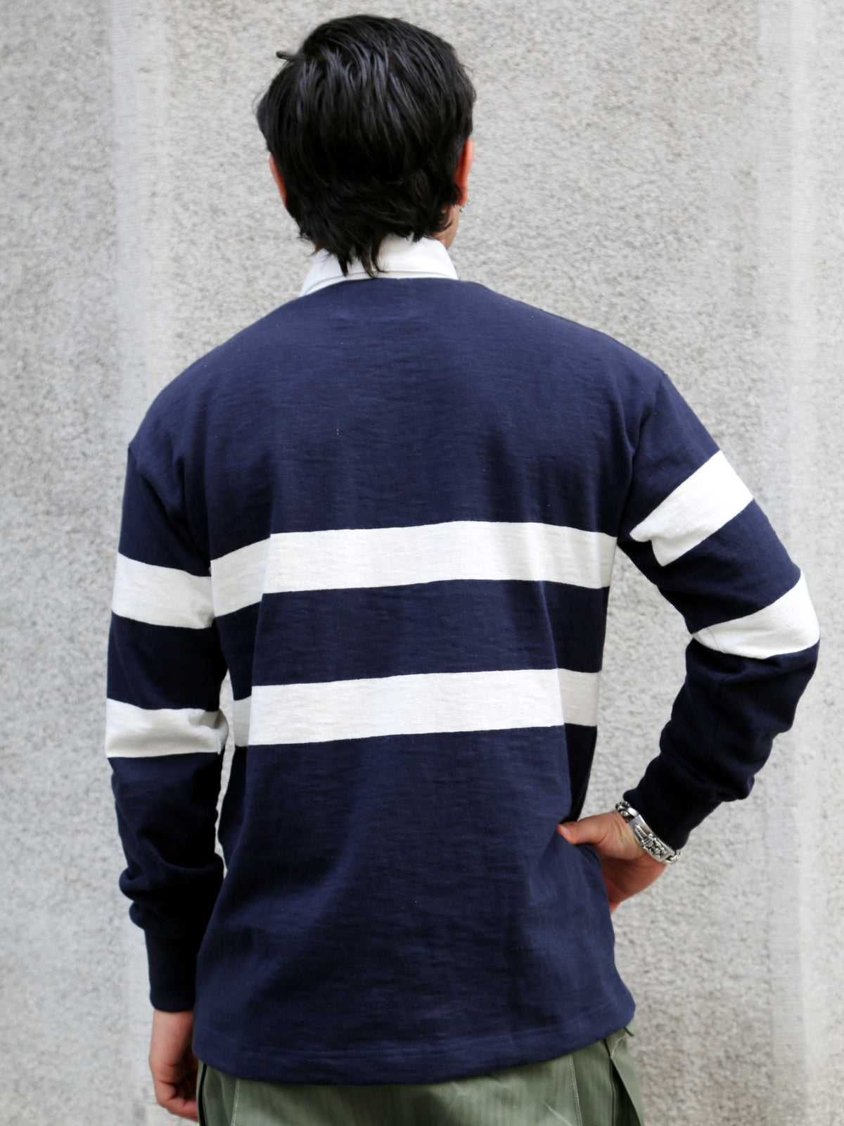 The Real McCOY's Climbers' Striped Rugby Shirt – Navy/Ecru (MC25013)