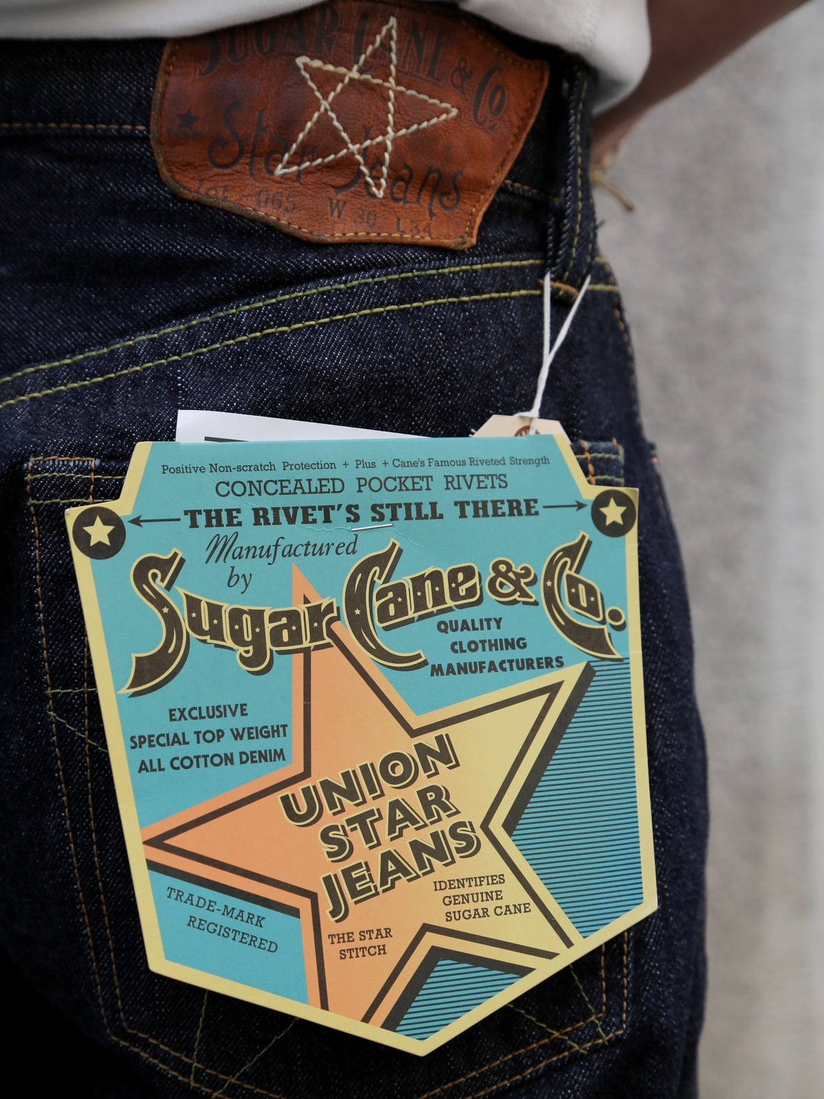 Sugar Cane Navy Blue Union Star Jeans 14.25oz – One Wash (SC40065A-421)