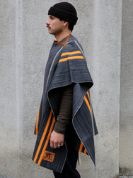 Indigofera Poncho Japanese Cotton/Wool – Grey/Orange/Wine
