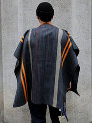 Indigofera Poncho Japanese Cotton/Wool – Grey/Orange/Wine