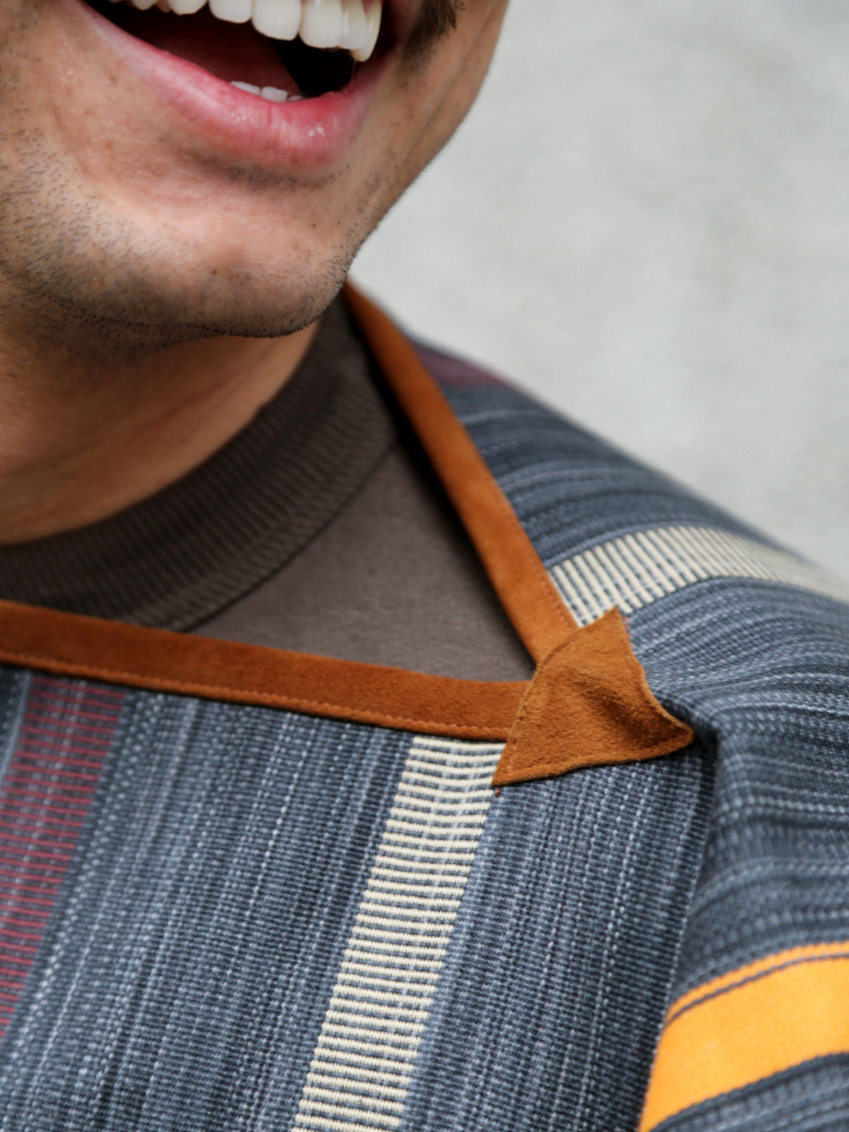 Indigofera Poncho Japanese Cotton/Wool – Grey/Orange/Wine