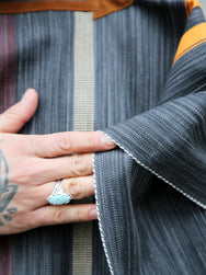 Indigofera Poncho Japanese Cotton/Wool – Grey/Orange/Wine