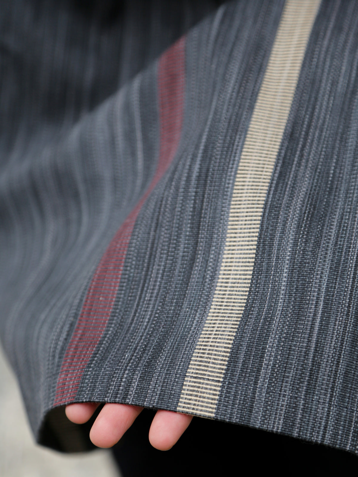 Indigofera Poncho Japanese Cotton/Wool – Grey/Orange/Wine