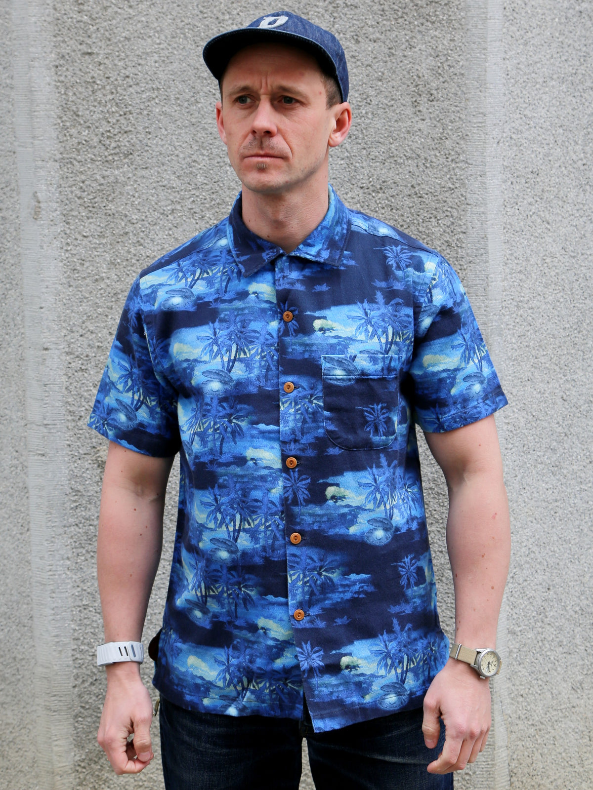 Nudie Jeans Arvid Pearls Hawaii Shirt – Blueberry (140878)