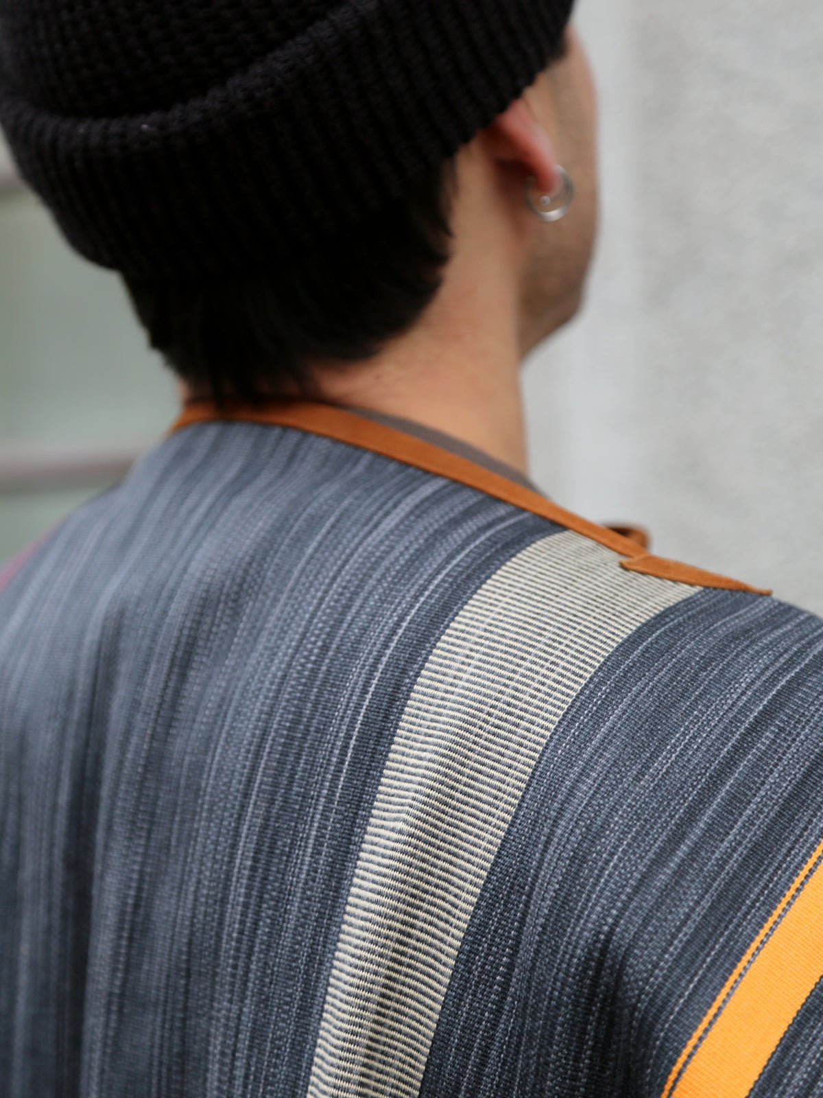 Indigofera Poncho Japanese Cotton/Wool – Grey/Orange/Wine