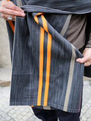 Indigofera Poncho Japanese Cotton/Wool – Grey/Orange/Wine