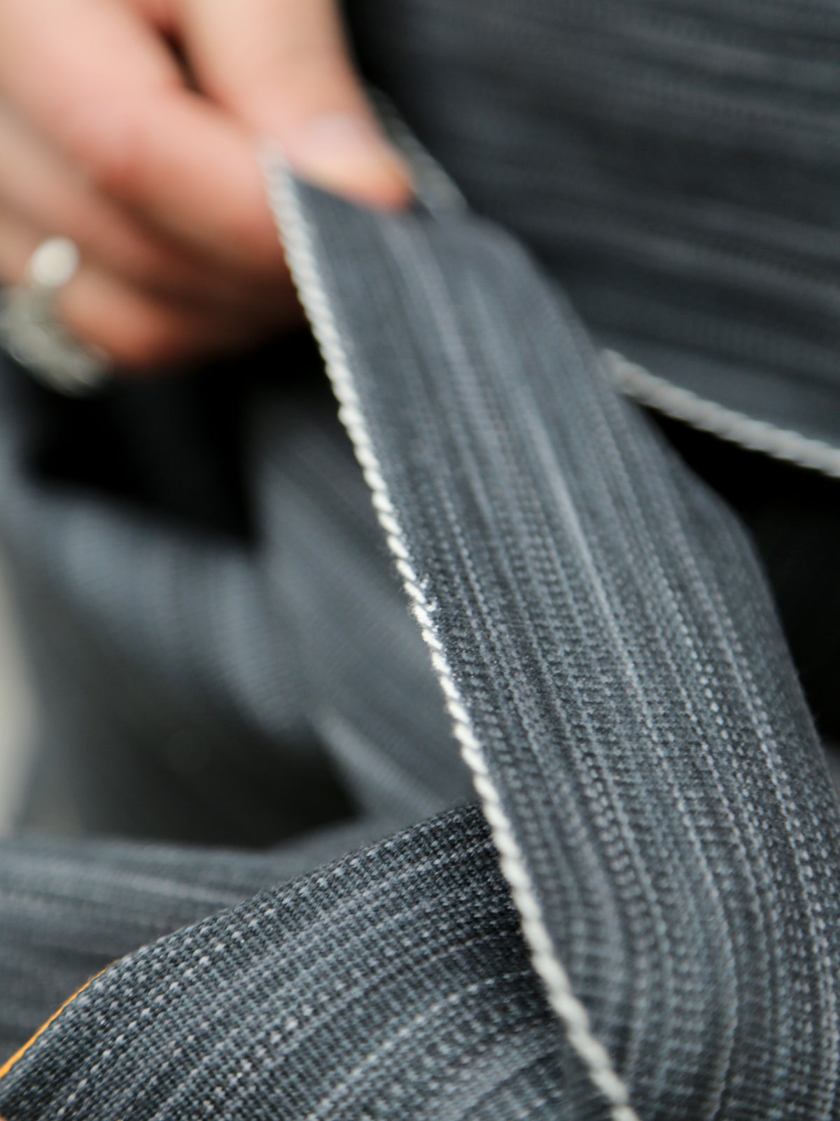 Indigofera Poncho Japanese Cotton/Wool – Grey/Orange/Wine