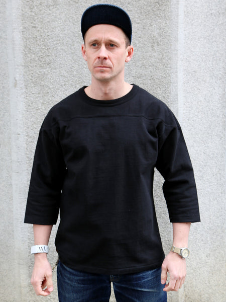 The Real McCOY's Heavy Cotton Football Tee – Black (MC25019)