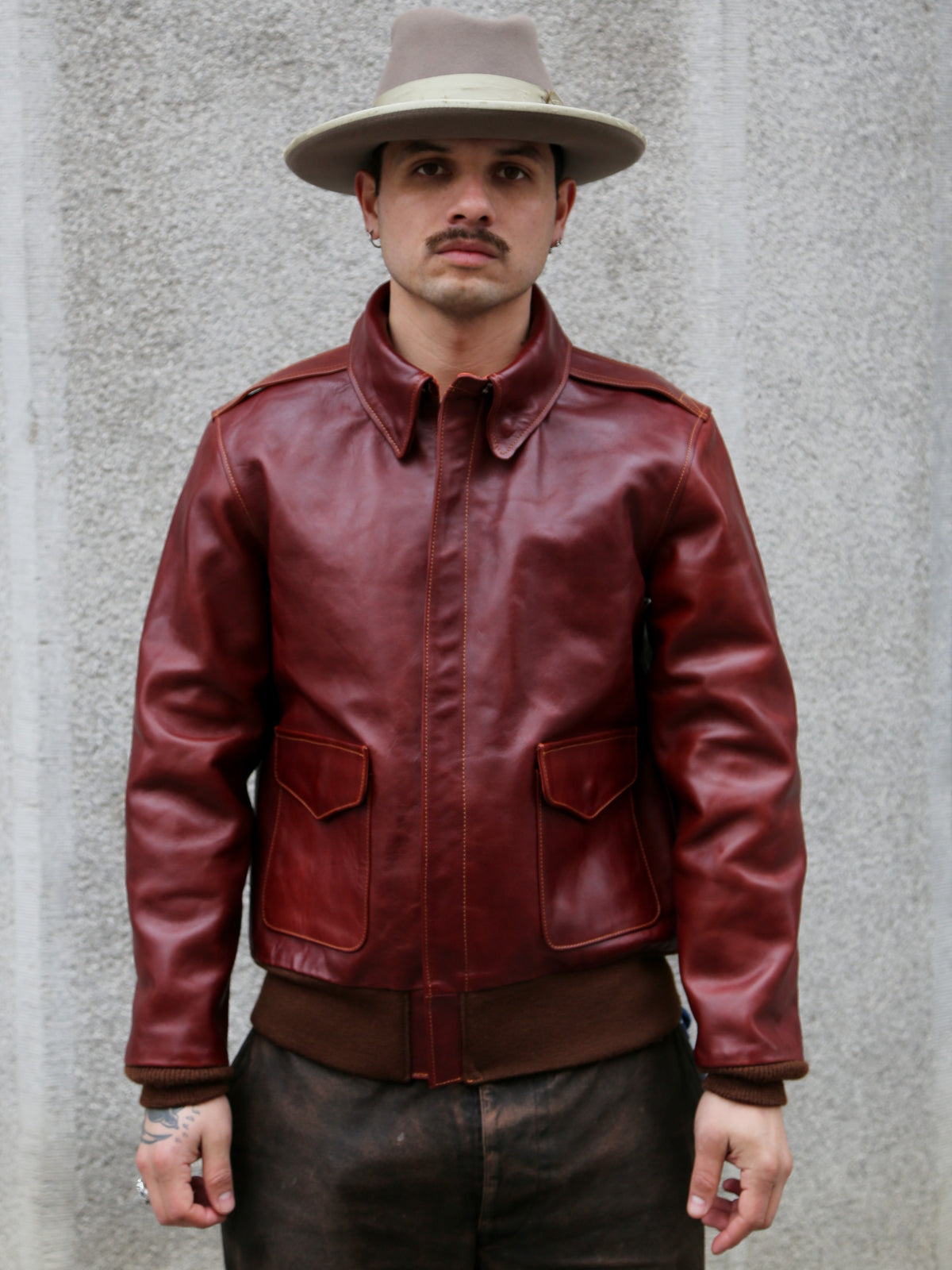 Double Helix Type A-2 Flight Jacket-Rough Wear – Burgundy (PM0202)