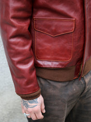 Double Helix Type A-2 Flight Jacket-Rough Wear – Burgundy (PM0202)