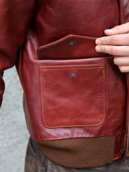 Double Helix Type A-2 Flight Jacket-Rough Wear – Burgundy (PM0202)