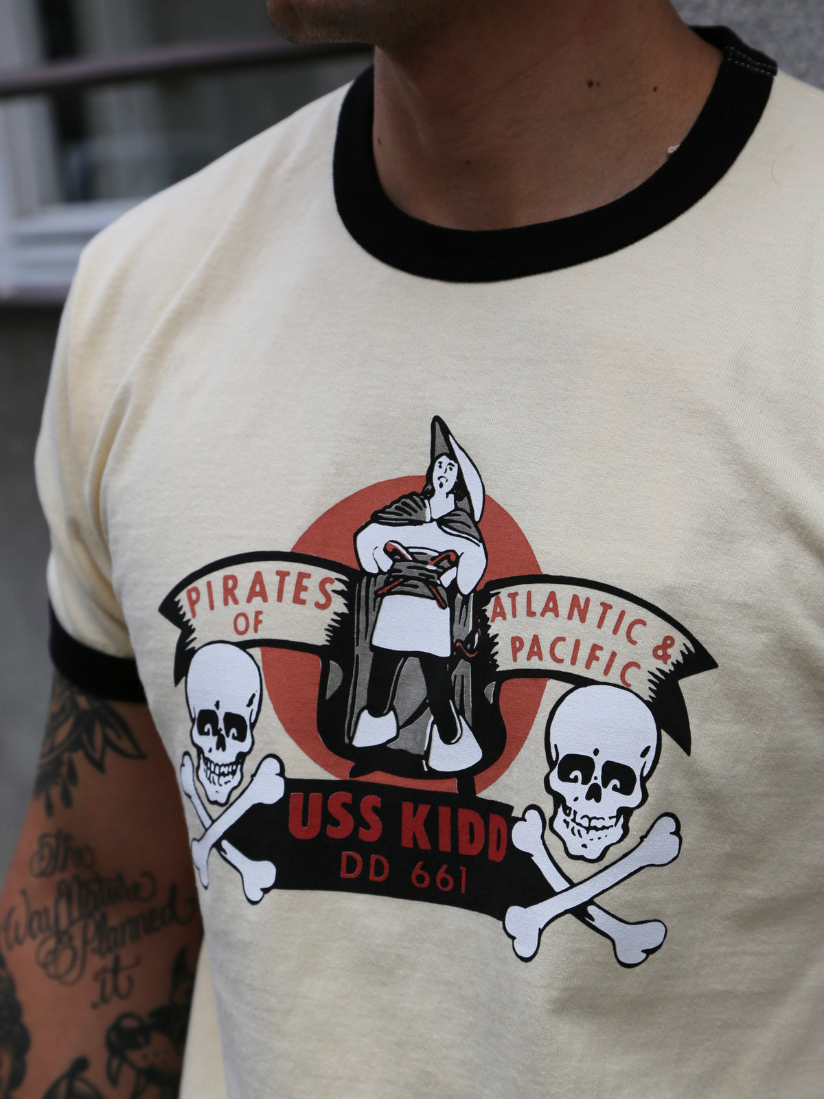 The Real McCoy's Military Tee, USS Kidd – Ecru/Black (MC25005-301)