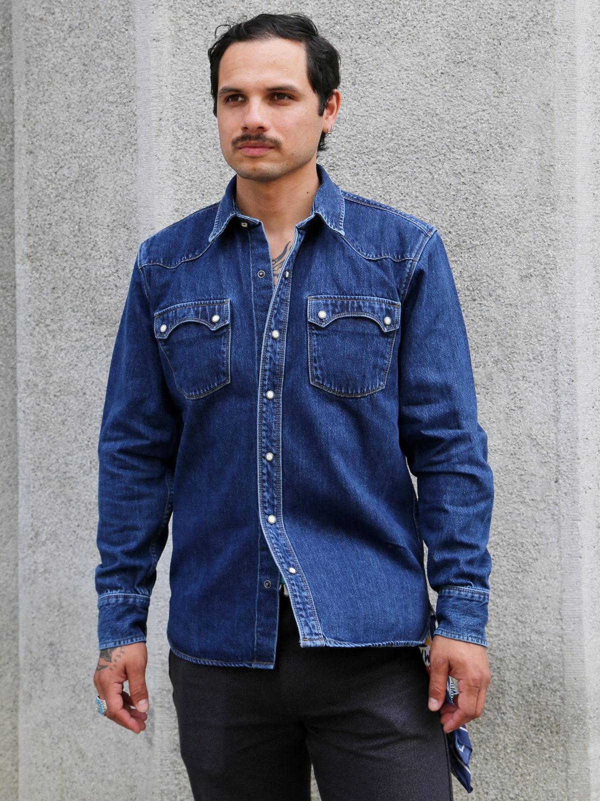 Freenote Cloth Modern Western Shirt 11oz Denim – Stone Wash (M0002218-STW)