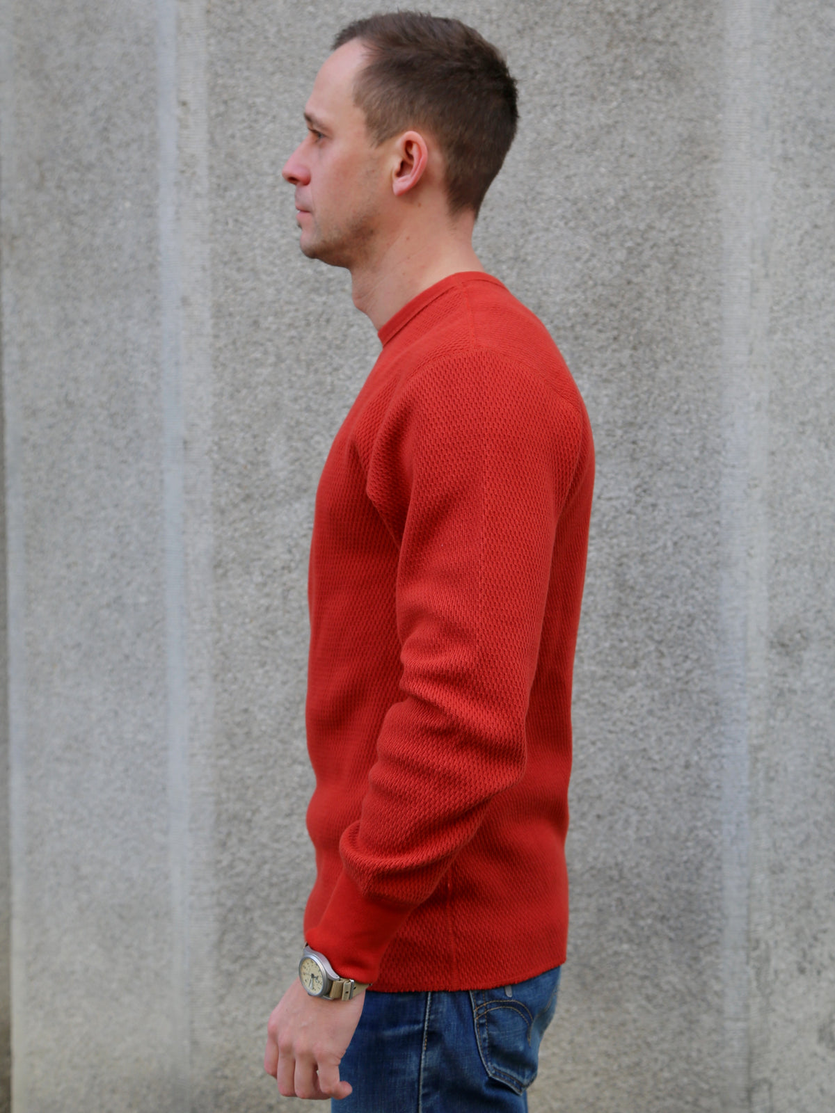 The Real McCoy's Honeycomb Thermal Shirt – Red (MC23115)