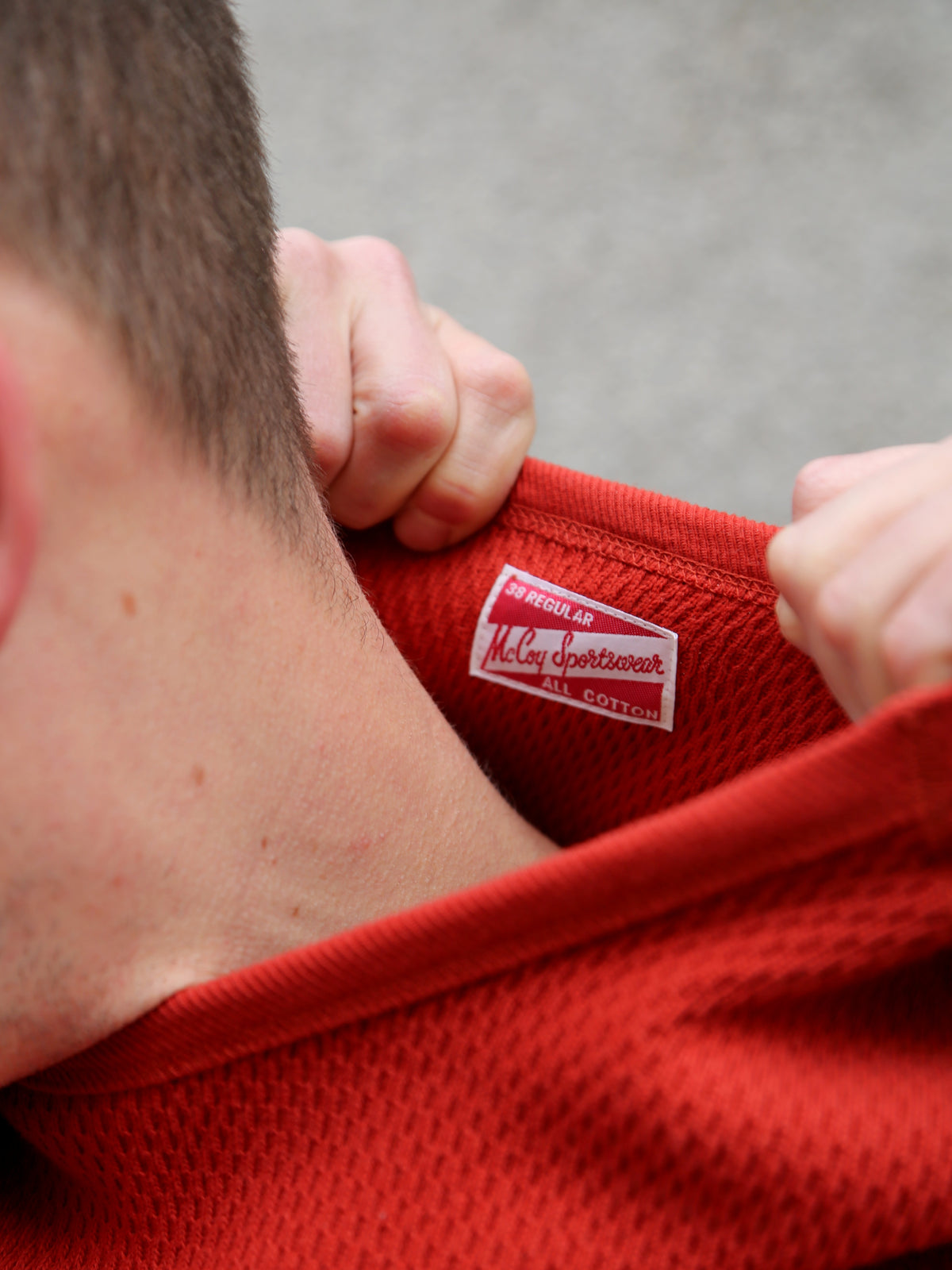 The Real McCoy's Honeycomb Thermal Shirt – Red (MC23115)