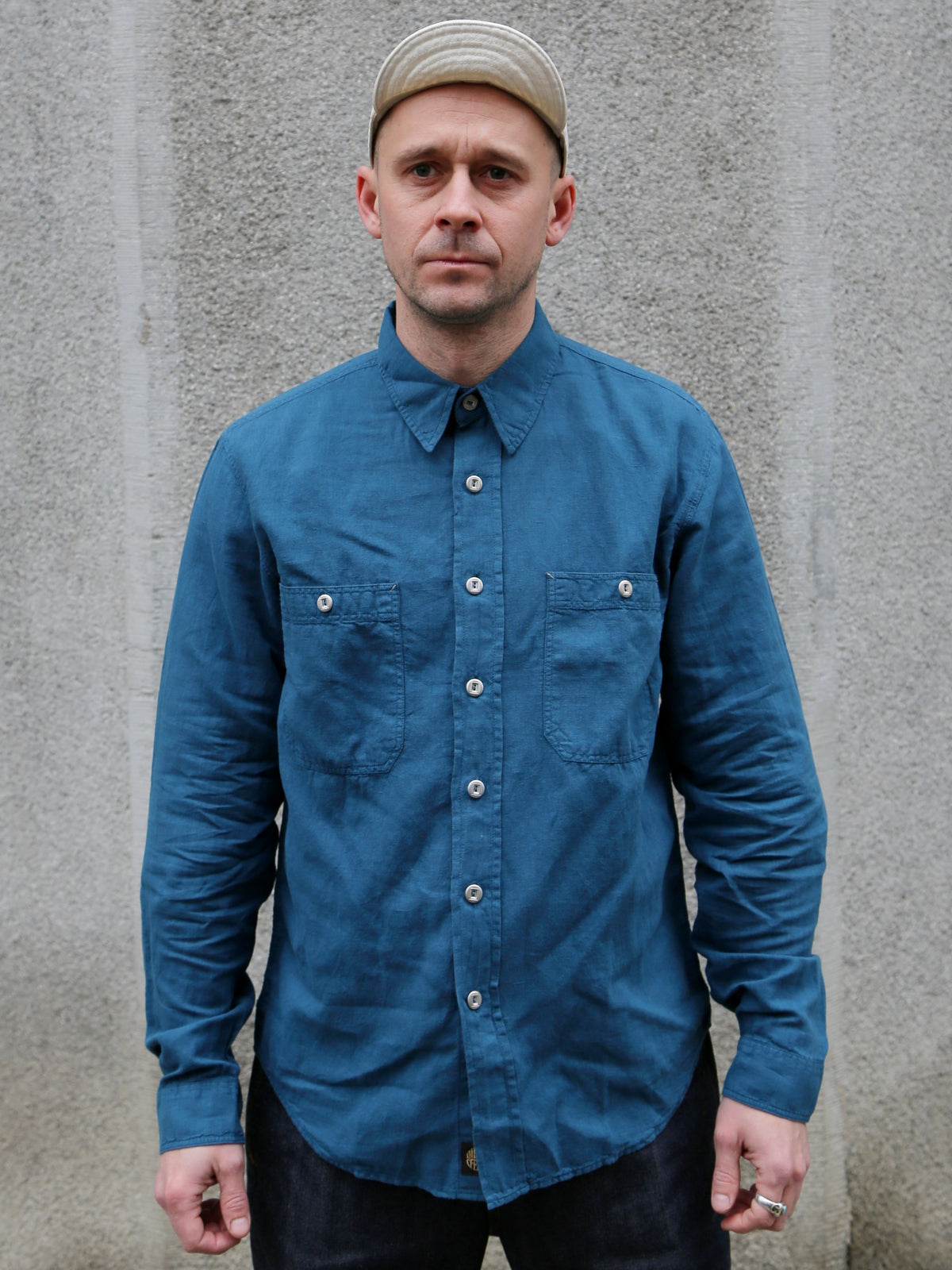 Indigofera McAllen Mill Scale Canvas Shirt – Ocean Blue (6346-537-43)