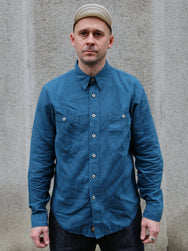 Indigofera McAllen Mill Scale Canvas Shirt – Ocean Blue (6346-537-43)