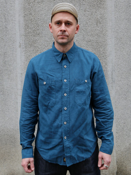 Indigofera McAllen Mill Scale Canvas Shirt – Ocean Blue (6346-537-43)