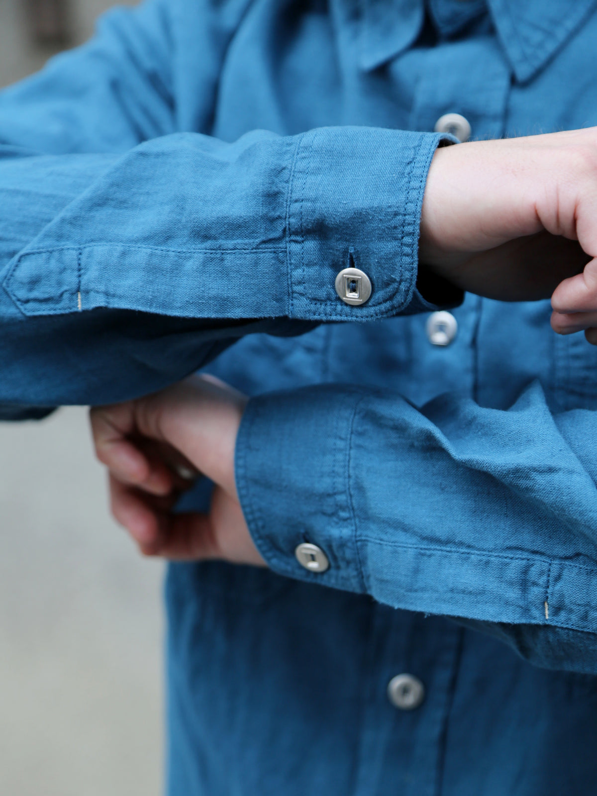 Indigofera McAllen Mill Scale Canvas Shirt – Ocean Blue (6346-537-43)