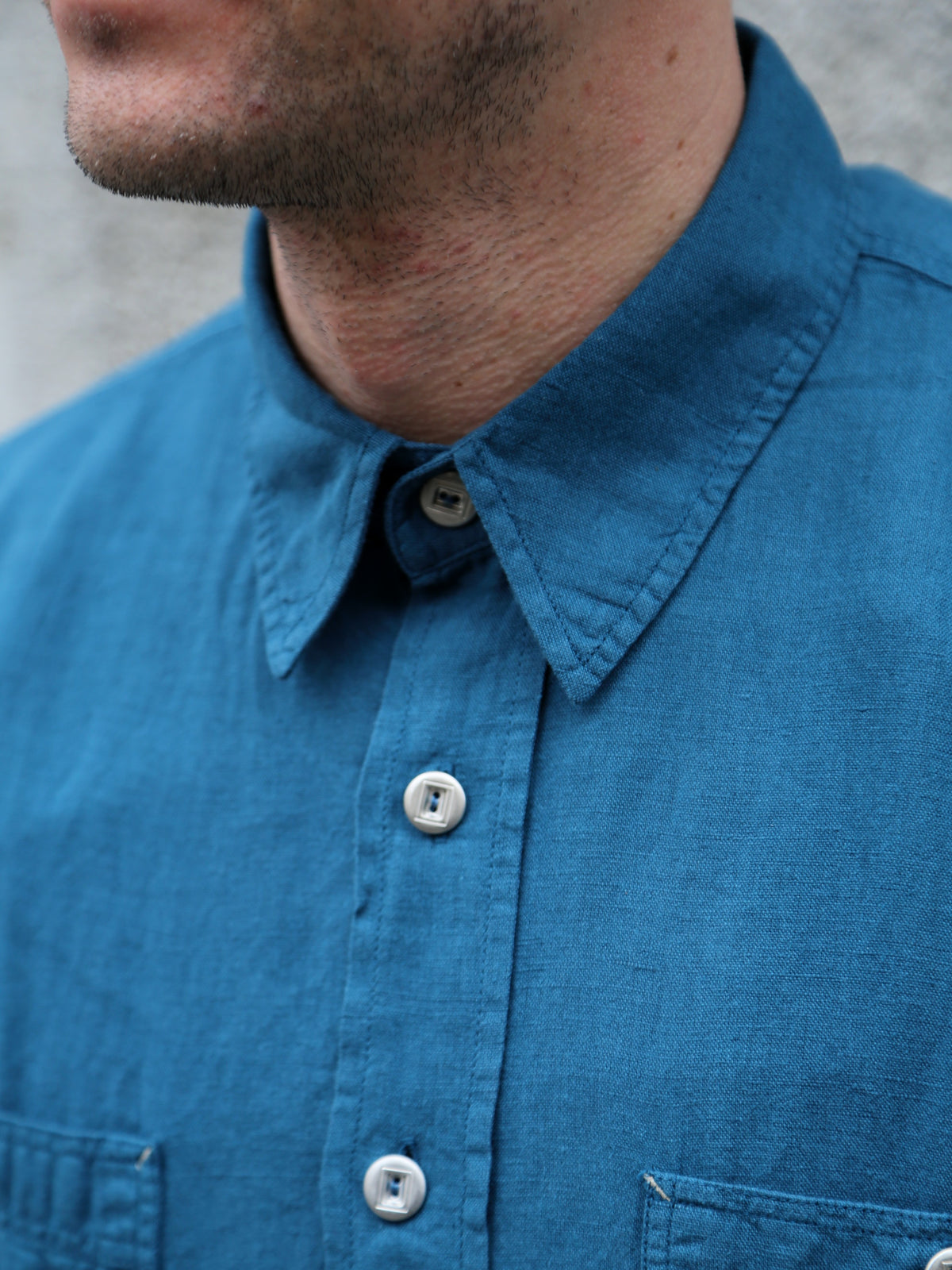 Indigofera McAllen Mill Scale Canvas Shirt – Ocean Blue (6346-537-43)