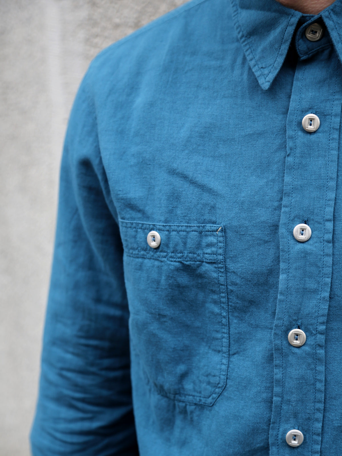 Indigofera McAllen Mill Scale Canvas Shirt – Ocean Blue (6346-537-43)