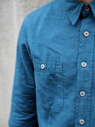 Indigofera McAllen Mill Scale Canvas Shirt – Ocean Blue (6346-537-43)
