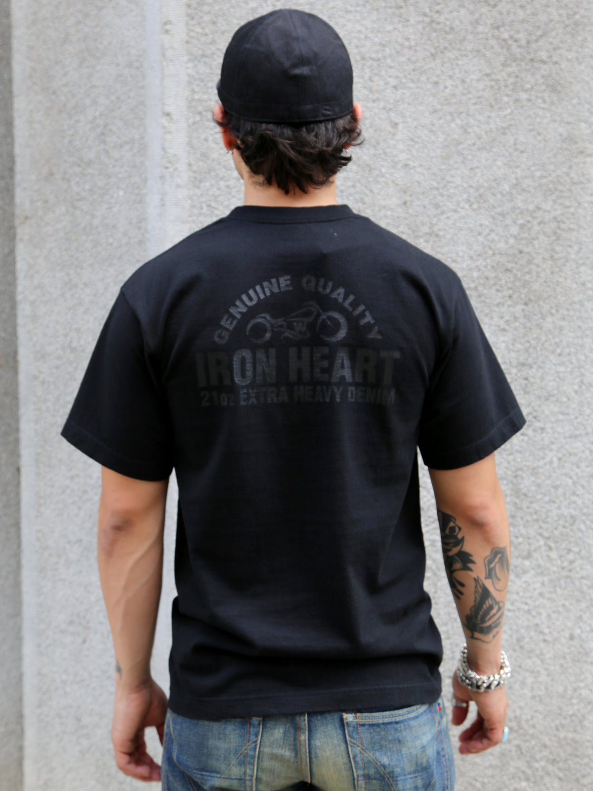 Iron Heart IHT-2401-BLK 7.5Oz Printed Loopwheel Crew Neck T-Shirt – Black