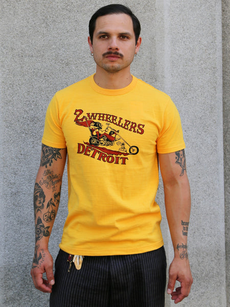 The Real McCOY's Athletic T-Shirt 2-Wheelers Of Detroit – Yellow (BC26009-060)