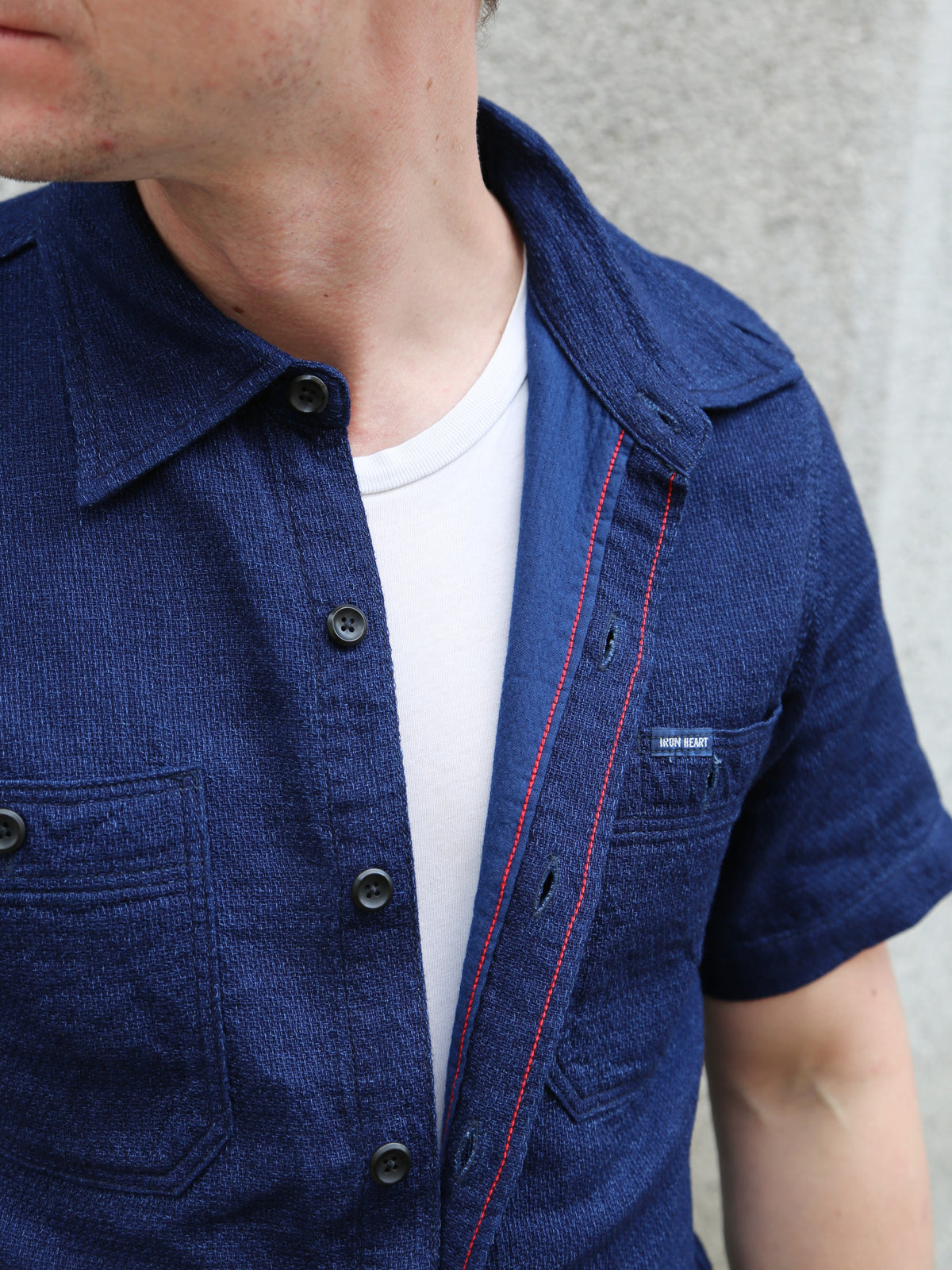Iron Heart 5oz Double Gauze Short Sleeved Work Shirt – Indigo (IHSH-417-IND)