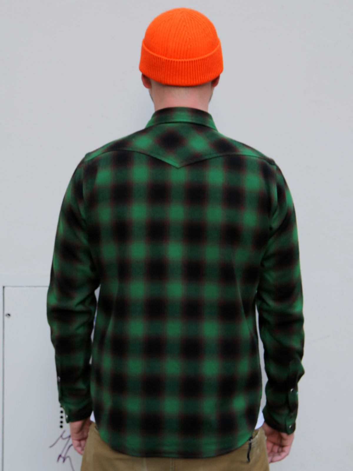 Iron Heart IHSH-373-GRN - Ultra Heavy Flannel Ombre Check Western Shirt - Green