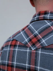 Iron Heart IHSH-369-GRY – 12oz Heavy Flannel Herringbone Check Western Shirt - Grey