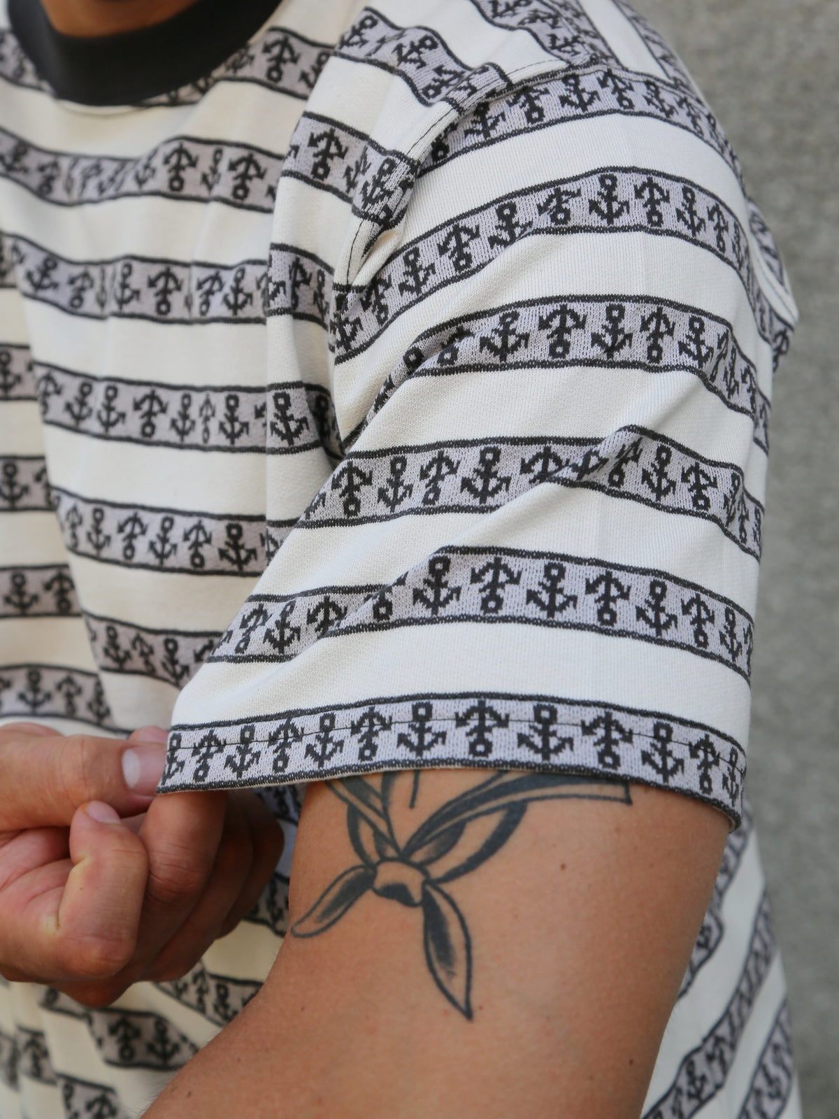 The Real McCOY's Military Jacquard Anchor Tee – Gray (MC26006-020)