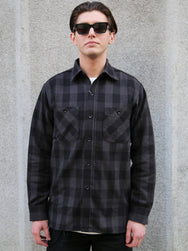 The Real McCoy's 8HU Twisted-Yarn Buffalo Check Flannel Shirt – Black/Charcoal (MS24102)