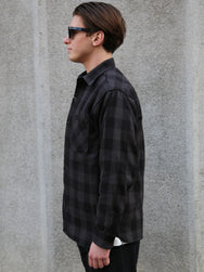 The Real McCoy's 8HU Twisted-Yarn Buffalo Check Flannel Shirt – Black/Charcoal (MS24102)