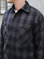 The Real McCoy's 8HU Twisted-Yarn Buffalo Check Flannel Shirt – Black/Charcoal (MS24102)