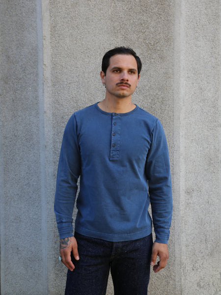 Nudie Jeans Long Sleeve Henley Washed Blue (131945)