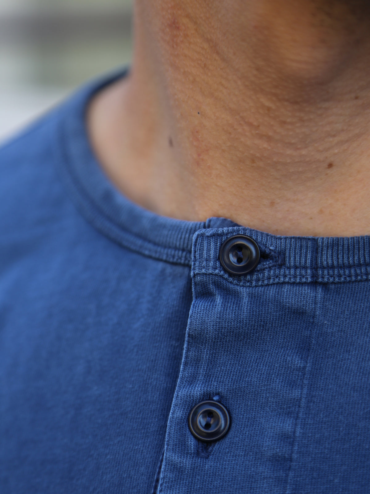 Nudie Jeans Long Sleeve Henley Washed Blue (131945)