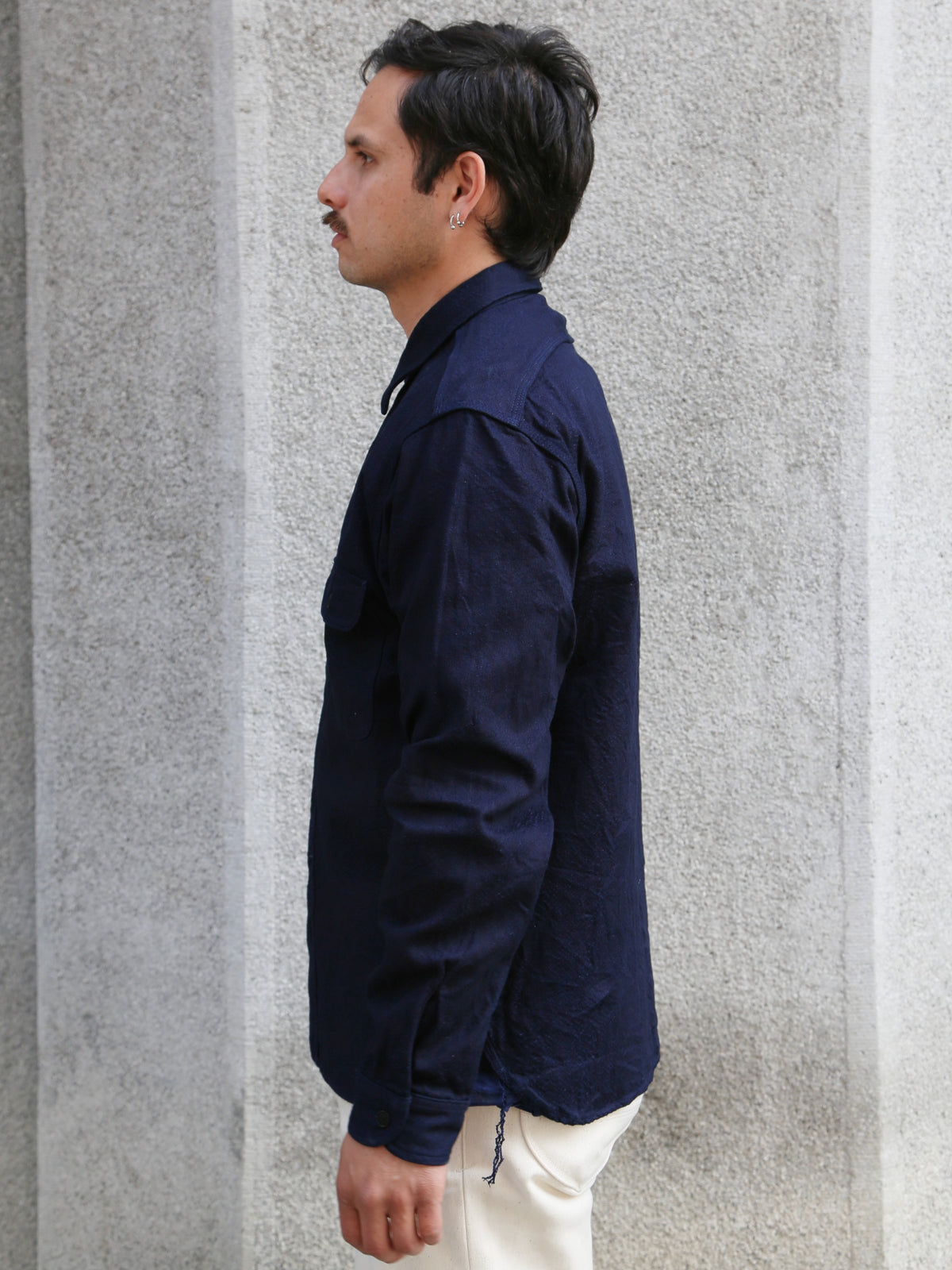 Samurai Jeans Snake Jacquard Work Shirt – Indigo (SSS25-01W)