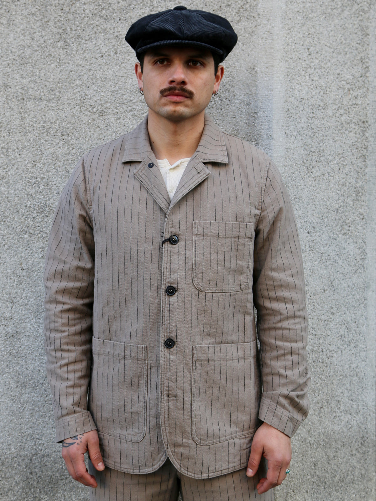 Hansen Garments JOSUF Workwear Blazer – Beige Herringbone Pin (31-57-5)