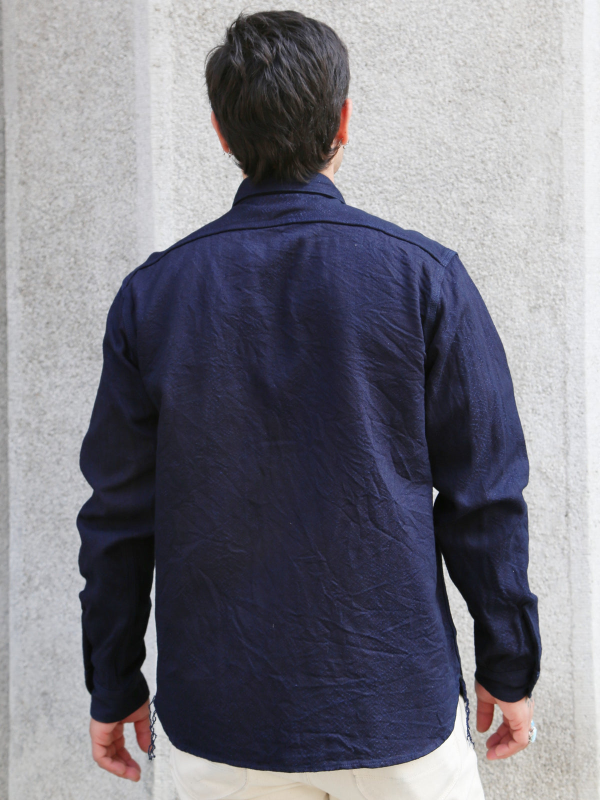 Samurai Jeans Snake Jacquard Work Shirt – Indigo (SSS25-01W)