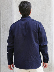 Samurai Jeans Snake Jacquard Work Shirt – Indigo (SSS25-01W)