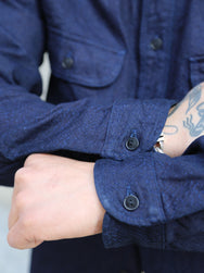 Samurai Jeans Snake Jacquard Work Shirt – Indigo (SSS25-01W)